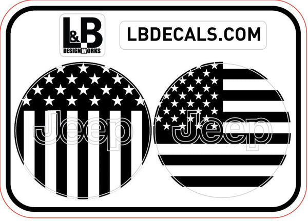 American Flag Steering Wheel Jeep Overlay Vinyl Decal Set- fits Wrangler JL & Jeep Gladiator JT
