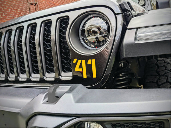 '41 Decal Pair-Willys Inspired- Fits Jeep Wrangler & Gladiator Grille Decal-Pair