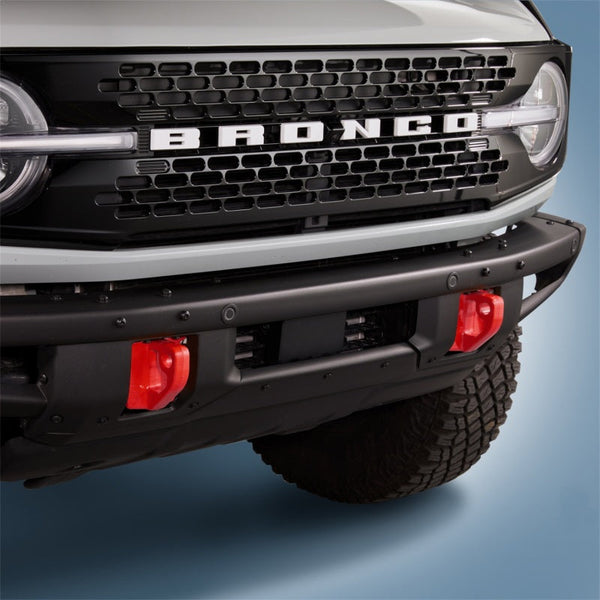 Ford Racing 2021+ Bronco Front Bumper Tow Hooks - Red (Pair) M-18954-BR