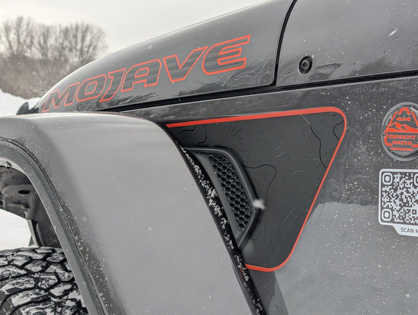 Printed Topographical Color Line Rubicon Blackout Decal- Fits Jeep Wrangler & Gladiator JL Fender Vent Decal-Pair