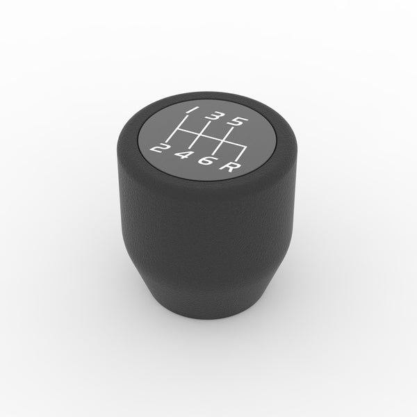 Campsite Carbon anodized aluminum shift knob — close-up of laser etching