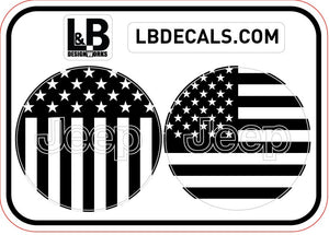 Jeep Wrangler JL & Gladiator JT Steering Wheel Overlay Decal Set — American Flag — L&B Designworks