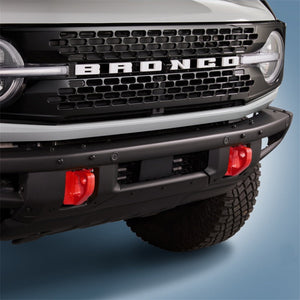2021+ Ford Bronco Front Bumper Tow Hooks, Red Pair — Ford Racing (M-18954-BR)