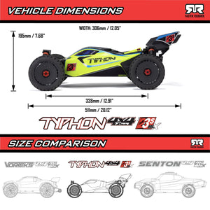 Arrma Typhon 223S BLX 1/8 Scale 4X4 Brushless Buggy RTR with DSC, Green — ARA4306V4