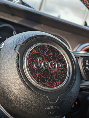Jeep Wrangler JL & Gladiator JT Steering Wheel Overlay Decal Set — Printed Topographical Pair — L&B Designworks