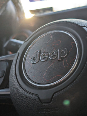 Jeep Wrangler JL & Gladiator JT Steering Wheel Overlay Decal Set — Printed Topographical Pair — L&B Designworks