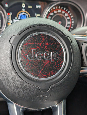 Jeep Wrangler JL & Gladiator JT Steering Wheel Overlay Decal Set — Printed Topographical Pair — L&B Designworks