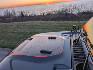 2020+ Jeep Wrangler & Gladiator Hood Decal Set — Topographical Mojave/392 Blackout — L&B Designworks