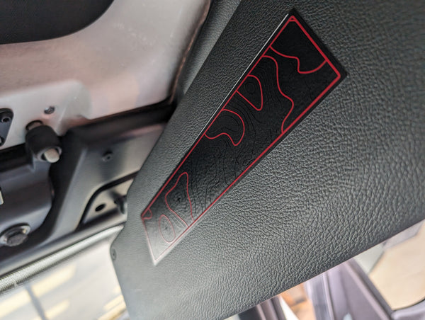 Printed Topographical Warning Label Decal Set-Pair- fits 2007-2018 Wrangler JK