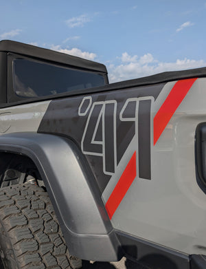Jeep Gladiator JT Bed Decals — Color Line 1941 American Flag Printed Pair — L&B Designworks
