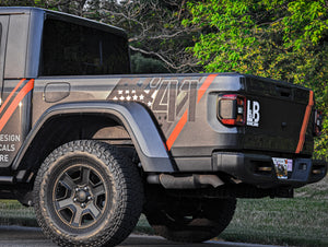 Jeep Gladiator JT Bed Decals — Color Line 1941 American Flag Printed Pair — L&B Designworks