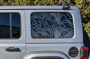 Jeep Wrangler JL Rear Door & Window Decal — Topographical — L&B Designworks