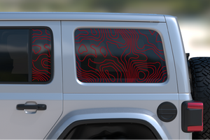 Jeep Wrangler JL Rear Door & Window Decal — Topographical — L&B Designworks