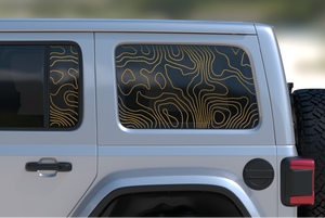 Jeep Wrangler JL Rear Door & Window Decal — Topographical — L&B Designworks