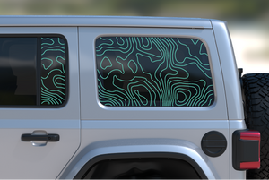 Jeep Wrangler JL Rear Door & Window Decal — Topographical — L&B Designworks