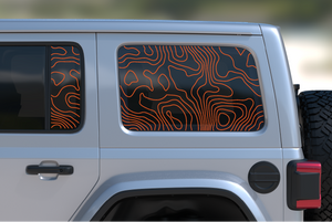 Jeep Wrangler JL Rear Door & Window Decal — Topographical — L&B Designworks
