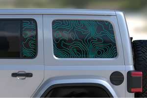 Jeep Wrangler JL Rear Door & Window Decal — Topographical — L&B Designworks