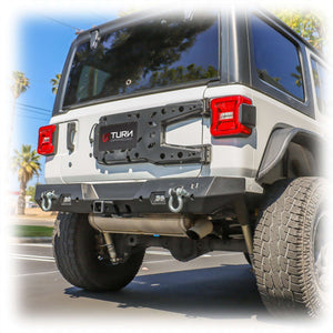2018+ Jeep Wrangler JL Rear Bumper with LED Pod Lights & Hitch Receiver — Turn Offroad