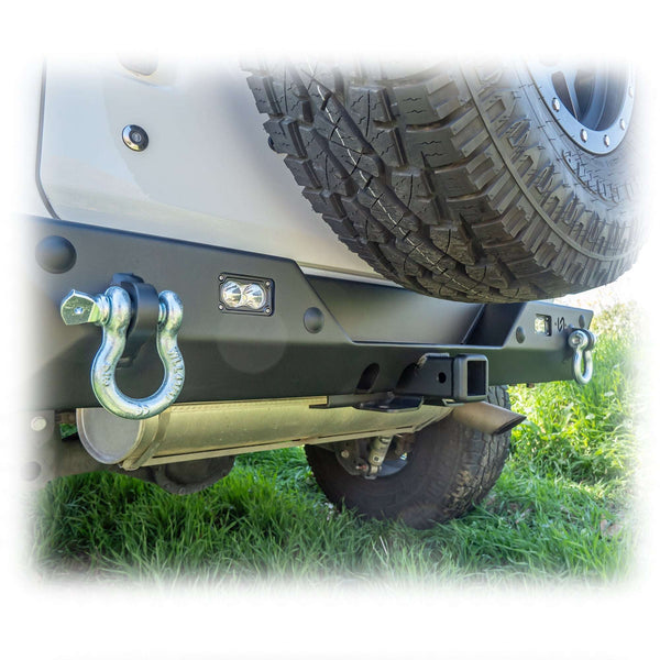 2018+ Jeep Wrangler JL Minimalist Rear Bumper with LED Pod Lights & Hitch — Turn Offroad