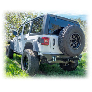 2018+ Jeep Wrangler JL Minimalist Rear Bumper with LED Pod Lights & Hitch — Turn Offroad