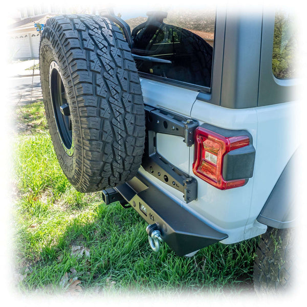 2018+ Jeep Wrangler JL Minimalist Rear Bumper with LED Pod Lights & Hitch — Turn Offroad