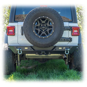 2018+ Jeep Wrangler JL Minimalist Rear Bumper with LED Pod Lights & Hitch — Turn Offroad