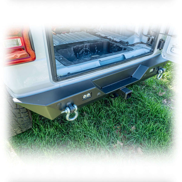 2018+ Jeep Wrangler JL Minimalist Rear Bumper with LED Pod Lights & Hitch — Turn Offroad