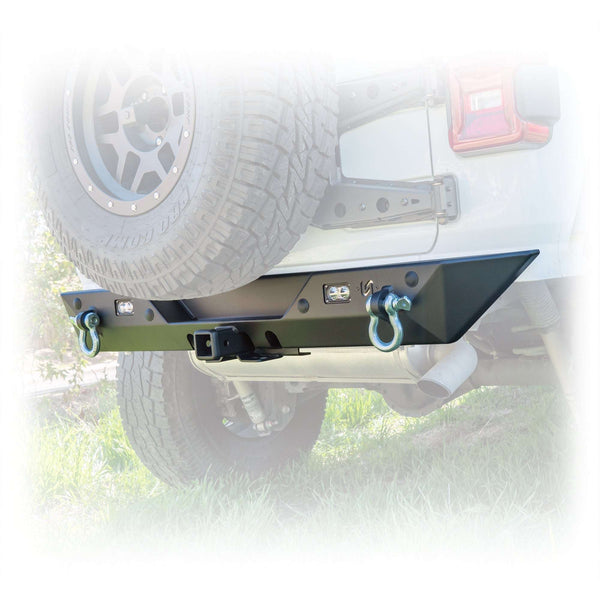 2018+ Jeep Wrangler JL Minimalist Rear Bumper with LED Pod Lights & Hitch — Turn Offroad