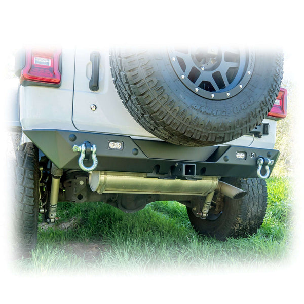 2018+ Jeep Wrangler JL Minimalist Rear Bumper with LED Pod Lights & Hitch — Turn Offroad