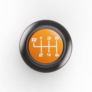 Jeep JL/JT shift knob in Orange, top view