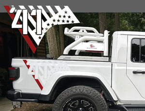 Jeep Gladiator JT Bed Decals — Color Line 1941 American Flag Printed Pair — L&B Designworks