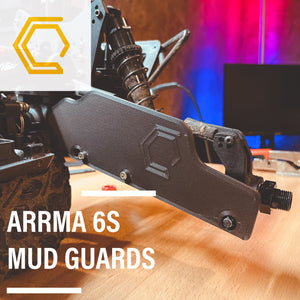 Arrma 6s Mud Guards — installed on chassis