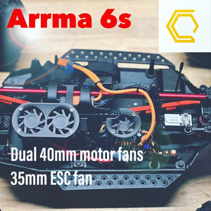 Arrma 6s 40Forty Dual Fan Kit — mounted on Arrma 6s chassis
